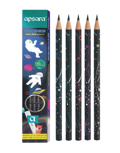 Apsara Space Kids Pencils | Pack of 10 | Include Eraser and Sharpener