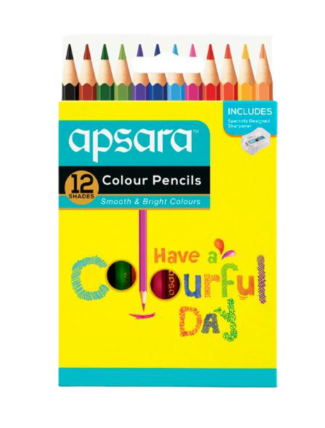 Apsara Colour Pencils | Pack of 12 | Include Sharpener