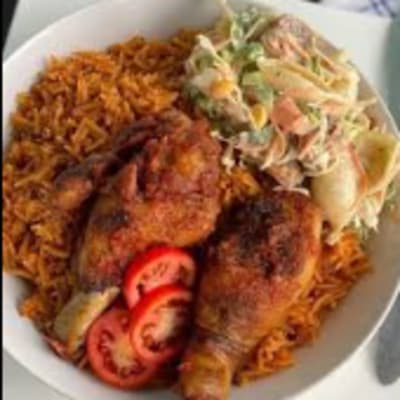 Jollof Rice, Salad & Chicken