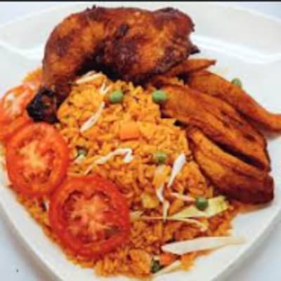 Jollof Rice, Plantain & Chicken