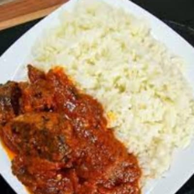 White Rice & Stew with Goat Meat
