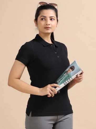 Sustainable Jacquard Polo (Women) view 3