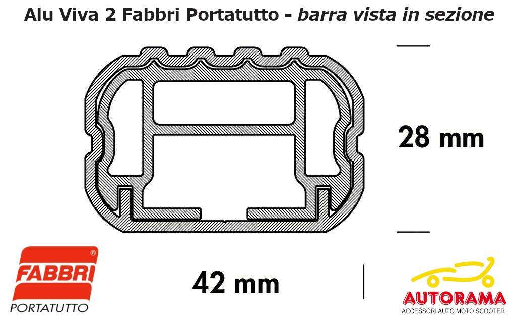 Alu Viva 2 Fabbri Integrato Silver Barre Portatutto Rails chiusi