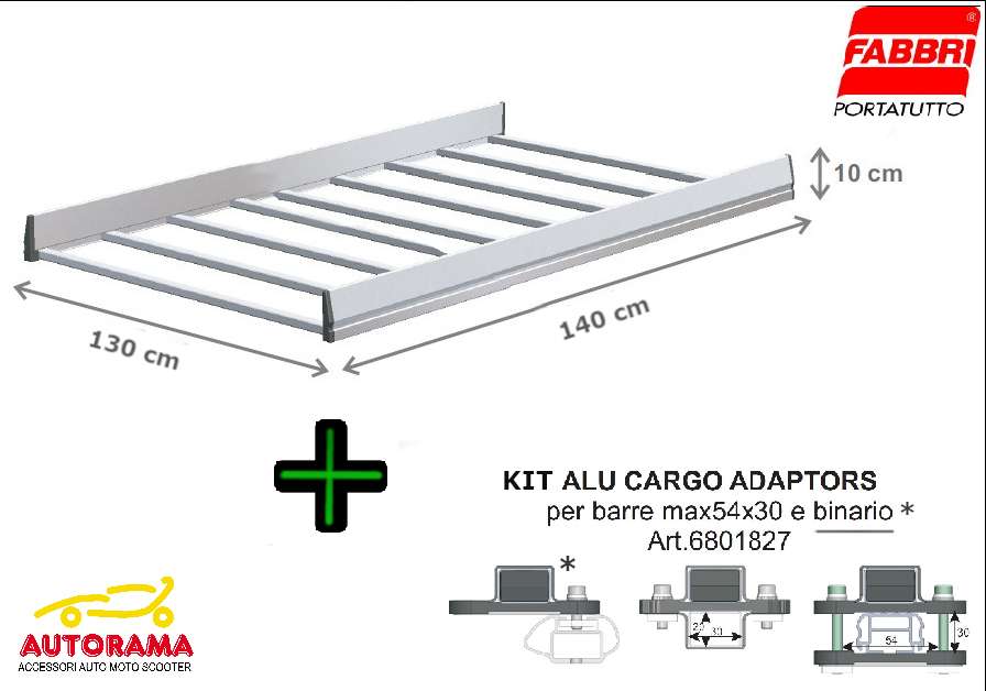 Bagagliera FABBRI Alu Cargo Midi 140X130 – Kit ancoraggio inscluso