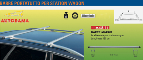 Barre Portatutto Alluminio Auto Station-Wagon Universali – Matrix