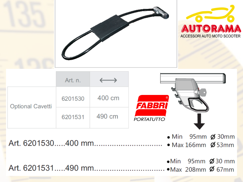 Barre Portatutto FABBRI Set ALUVIVA 5 cm 116 + Cavetto 490 mm
