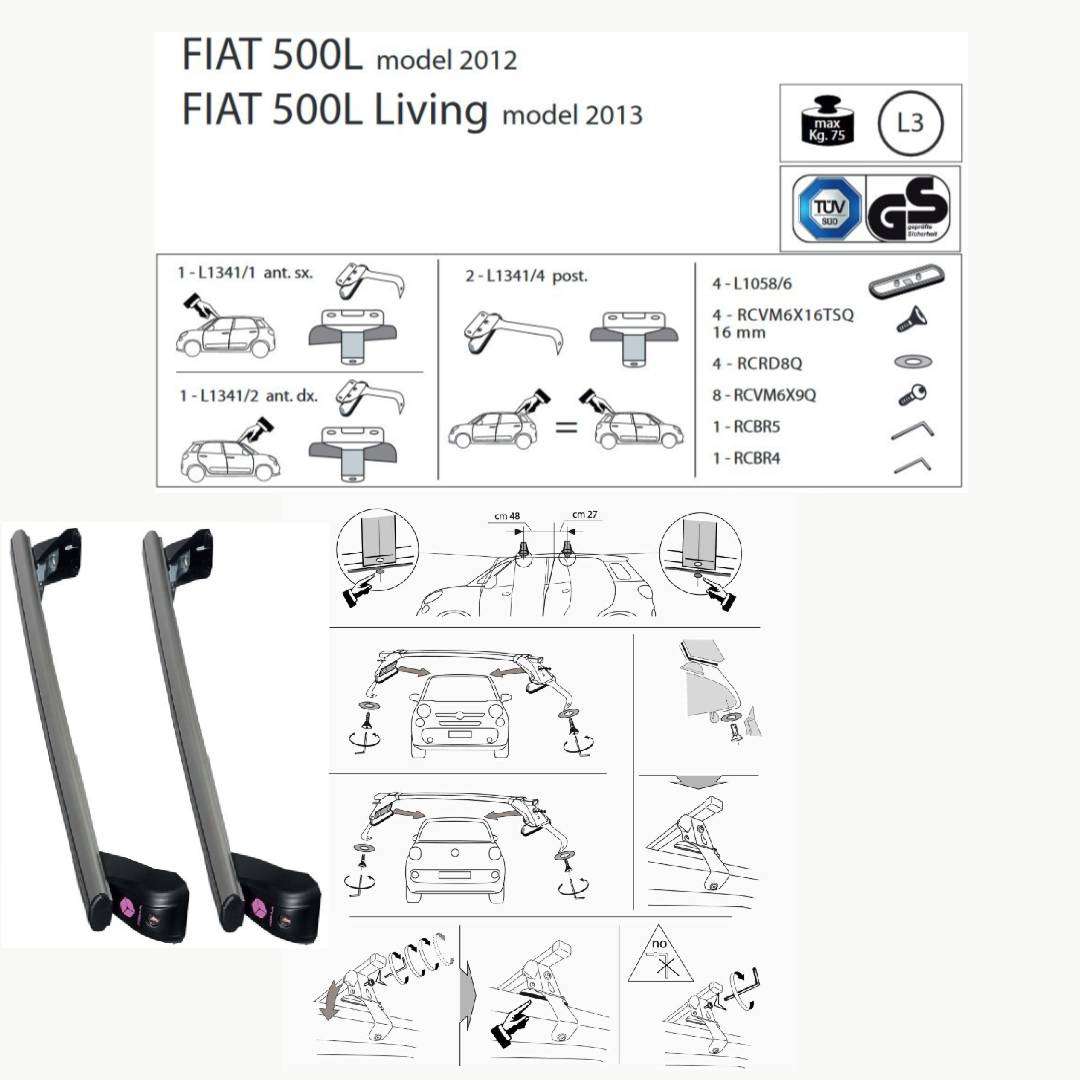 Barre Portatutto Modula CompactBar Fiat 500L Cross tetto liscio