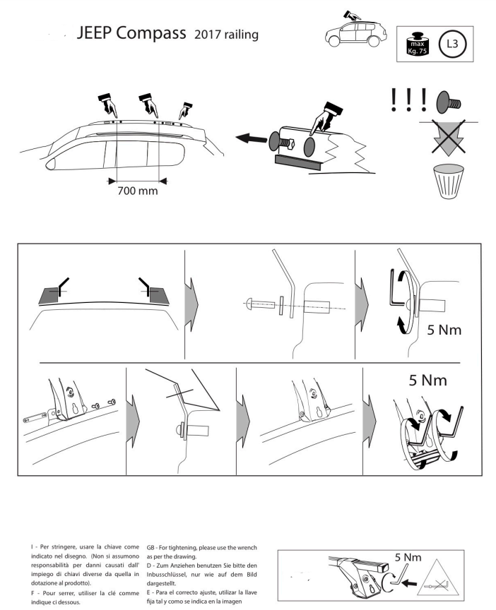 Barre Portatutto Modula CompactBar Jeep Compass 2017 > railing