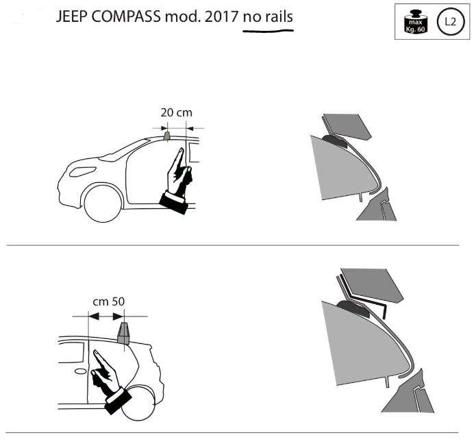 Barre Portatutto Modula CompactBar Jeep Compass 2017 > senza railing