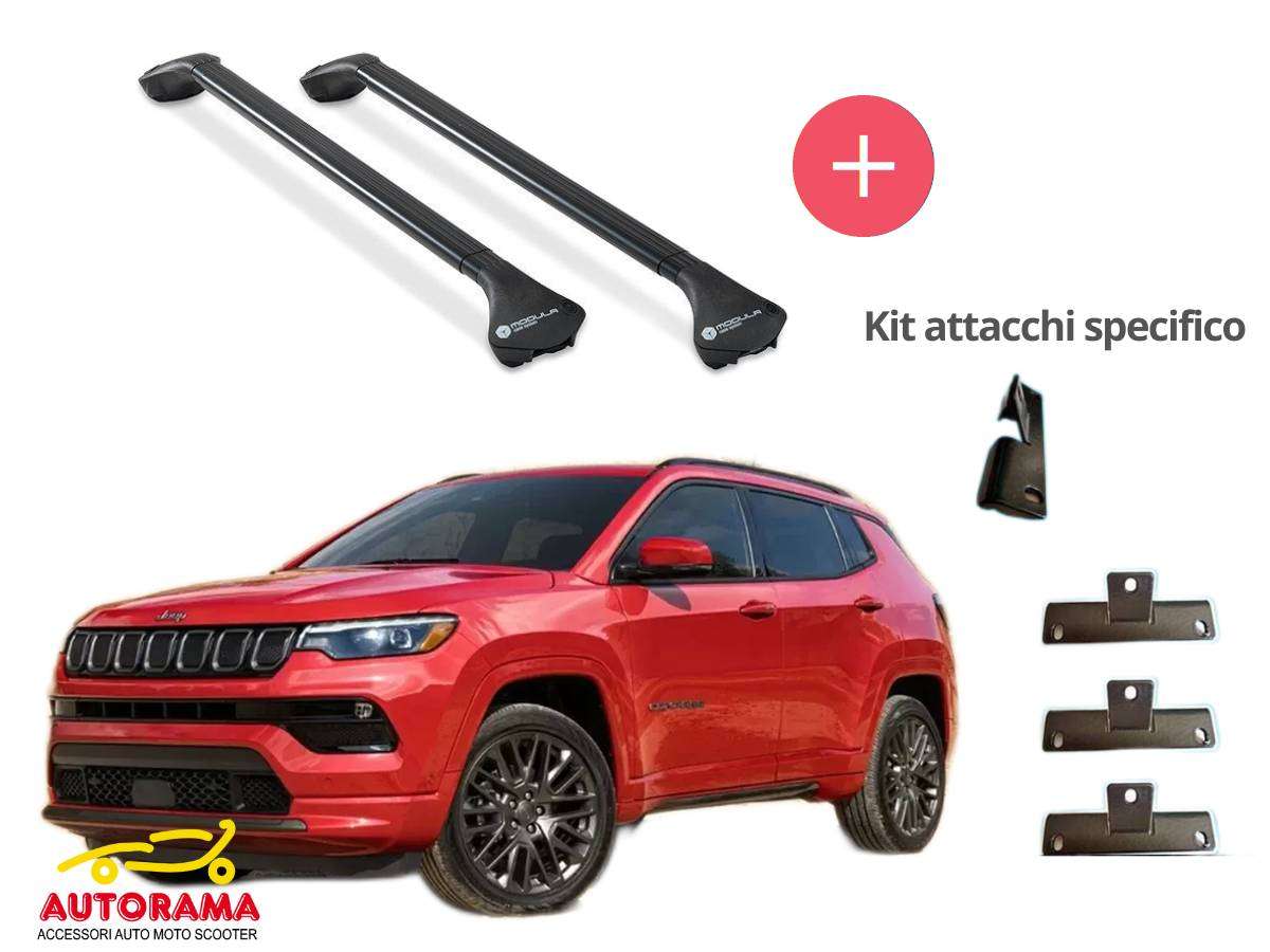 Barre Portatutto Modula OvalBar Jeep Compass 2017 > rails – incluso Kit