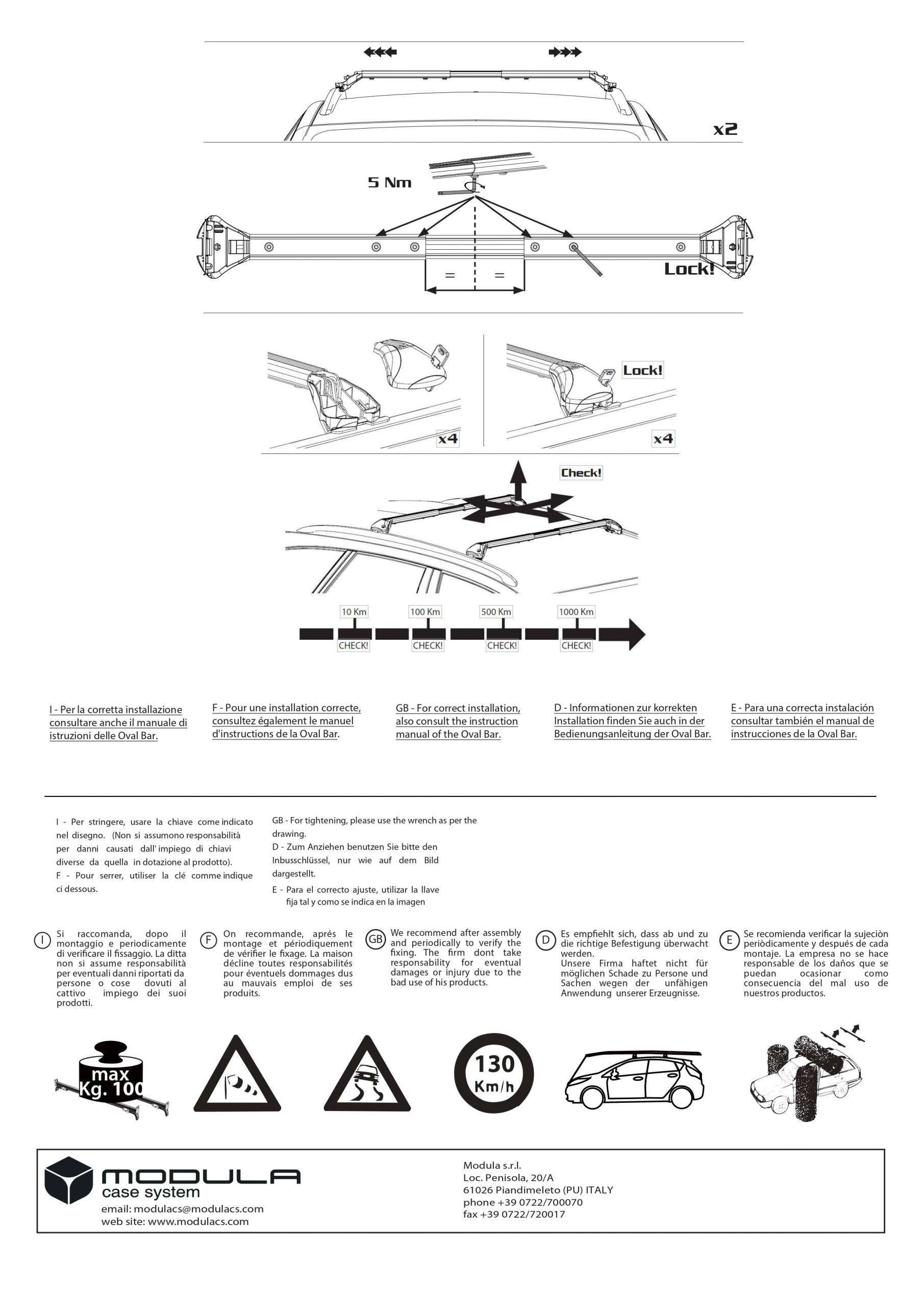 Barre Portatutto Modula OvalBar Jeep Compass 2017 > rails – incluso Kit