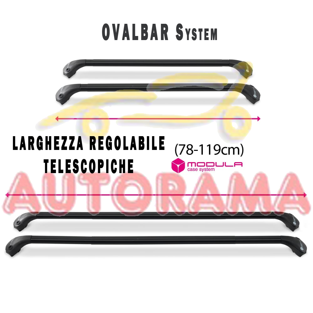 Barre Portatutto OvalBar System Modula Rails tetto aperti