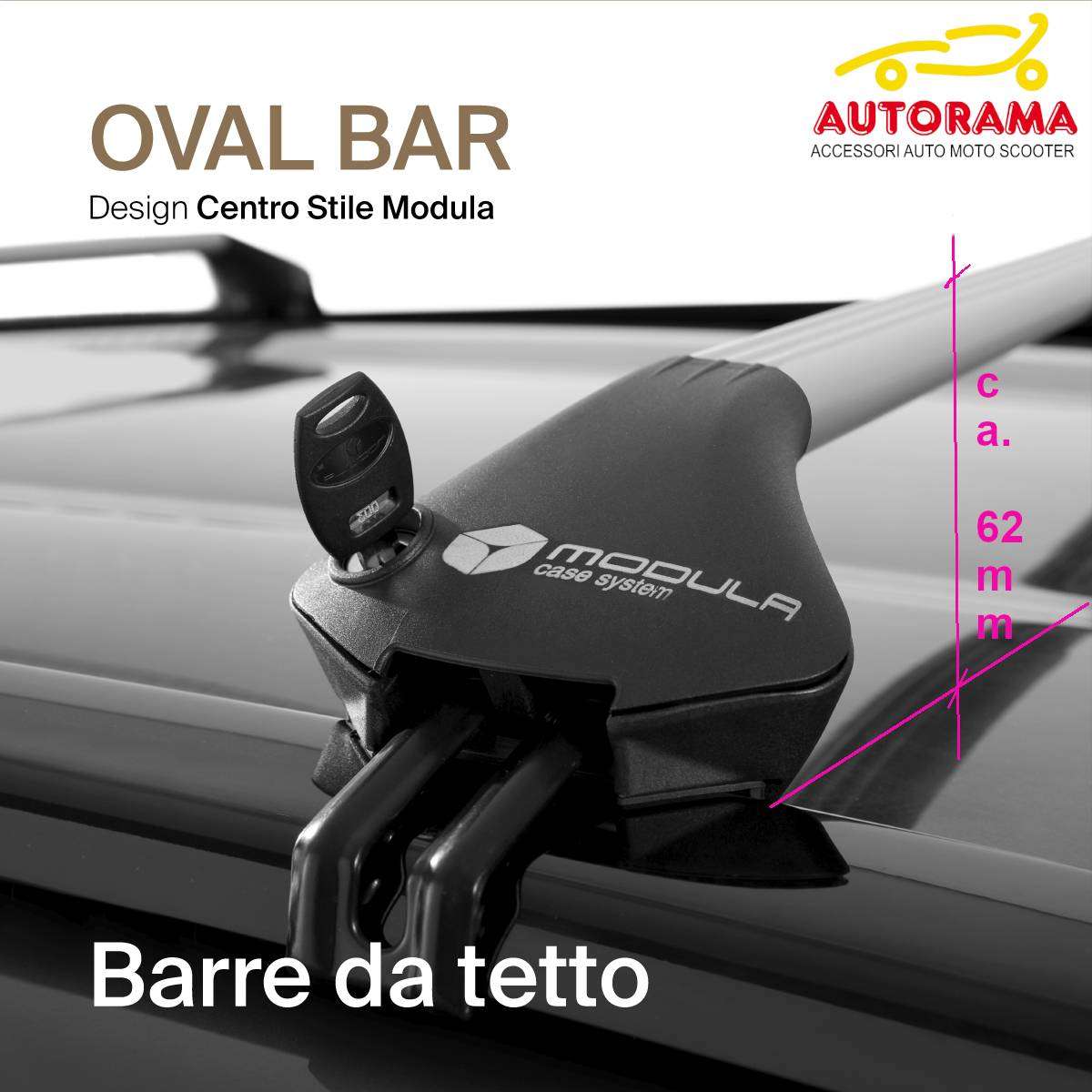 Barre Portatutto OvalBar System Modula Rails tetto aperti