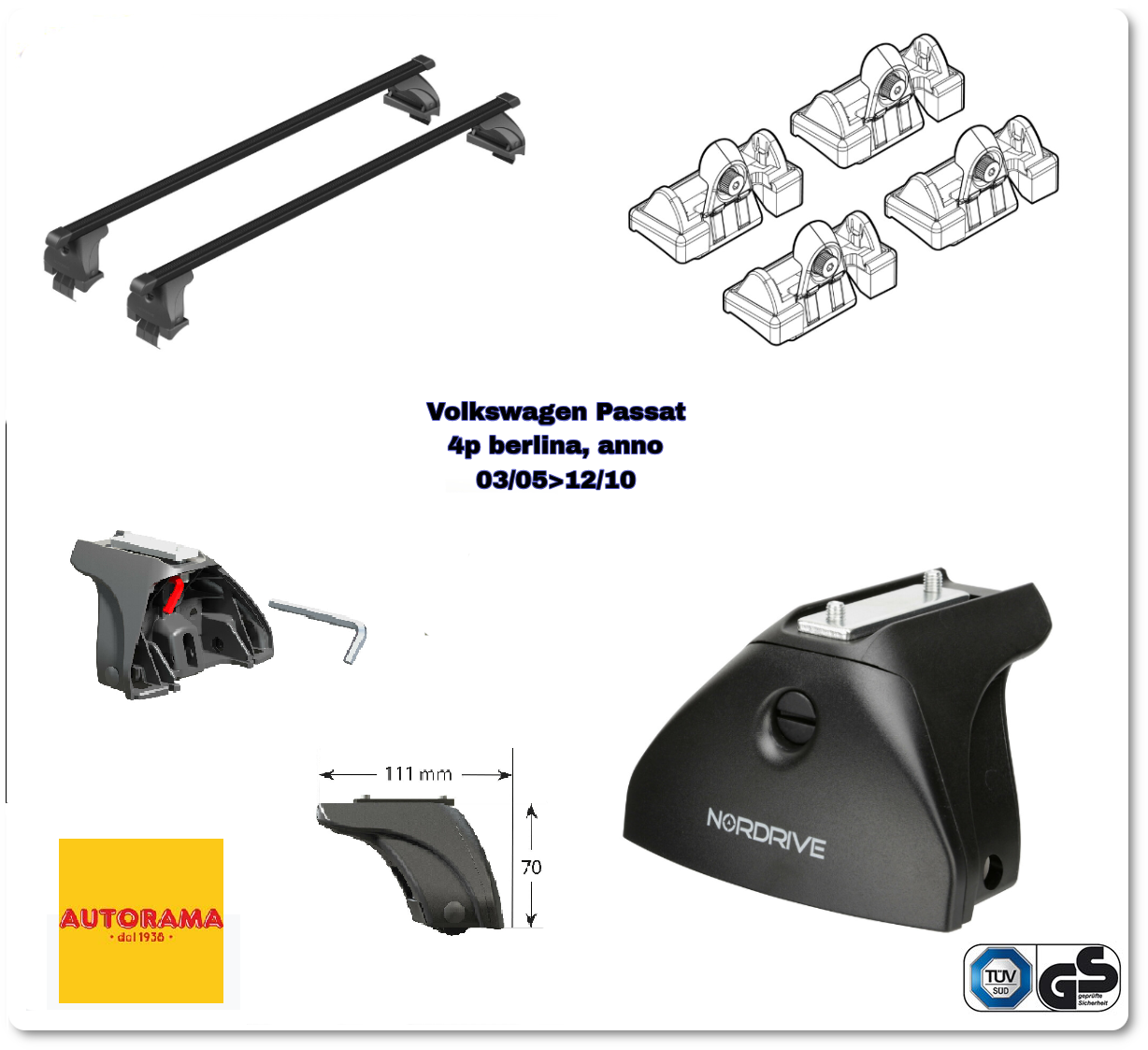 Barre portatutto tetto per VW Passat VI – B6 – berlina