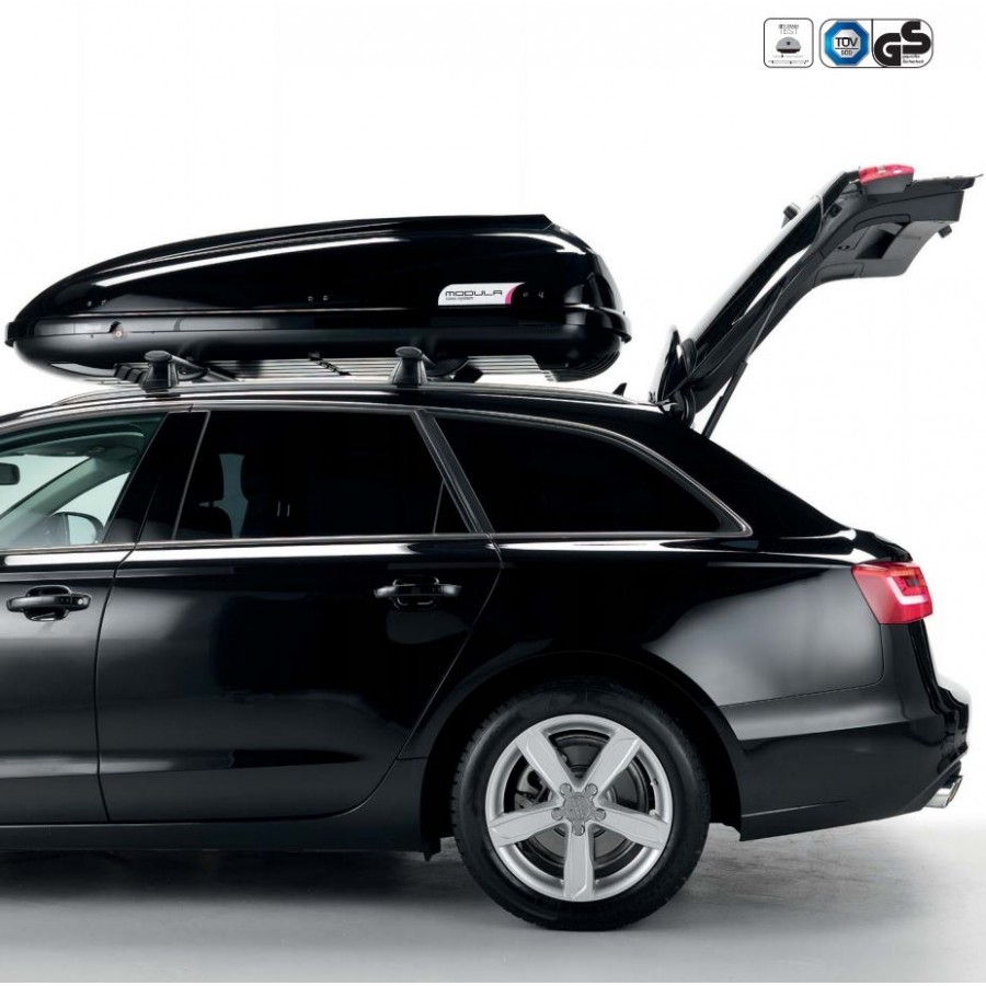 Box Baule da tetto Auto Modula Travel 650 Litri Nero lucido