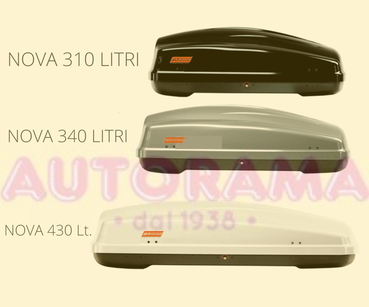 Box per Tetto Auto Fabbri Nova 340 Lt Baule Portatutto Nero
