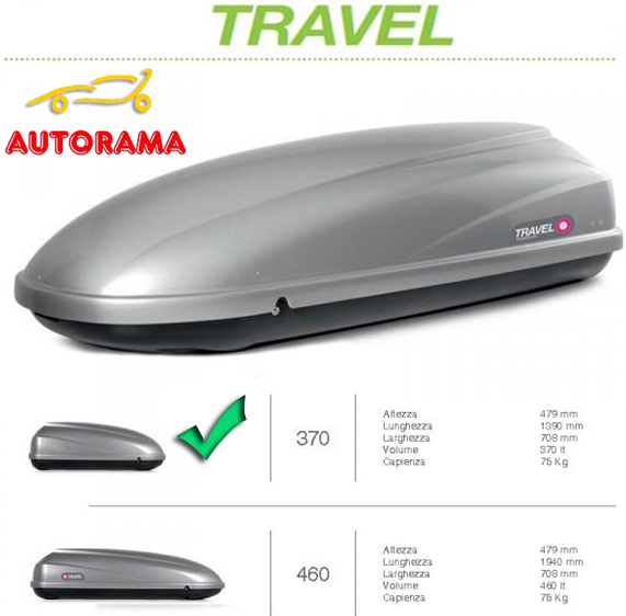 Box Portatutto Tetto Auto Modula Travel 370 Lt Grigio opaco goffrato