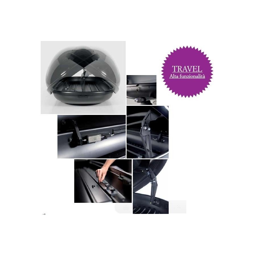 Box Portatutto Tetto Baule Auto Modula Travel 370 Lt Nero lucido