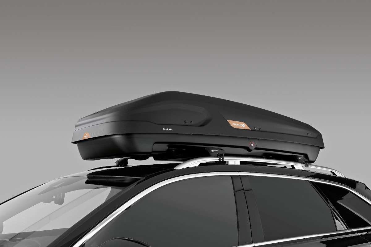 BOX TETTO AUTO FALCON MODULA 470 Lt Baule Nero goffrato opaco