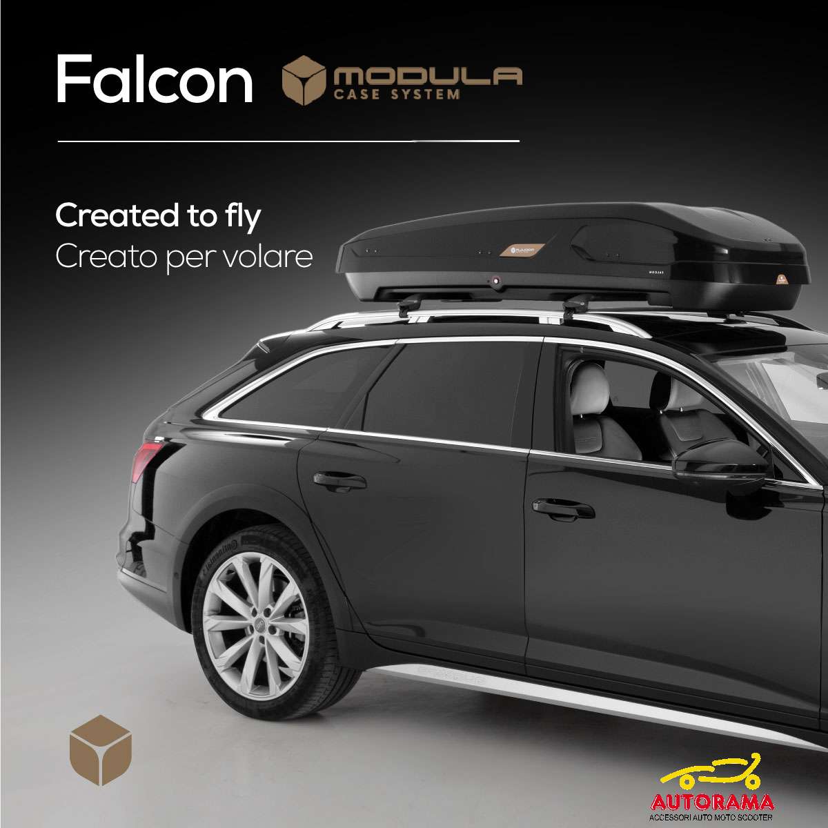 BOX TETTO AUTO FALCON MODULA 470 Lt Baule Nero lucido