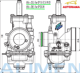 Carburatore CP POLINI Starter aria a Filo o Pomello
