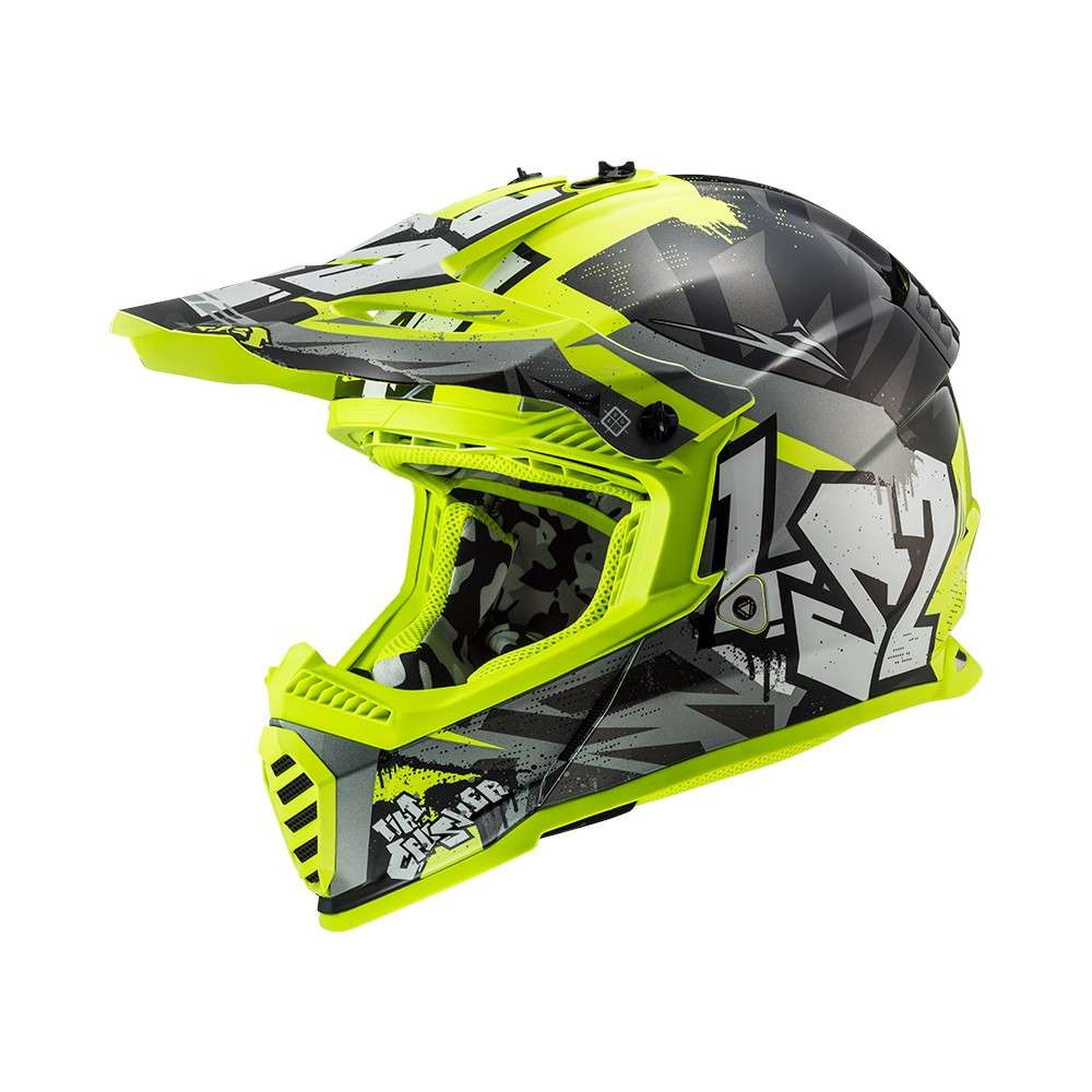 Casco LS2 MX437 Fast Evo Crusher Nero Giallo H-V
