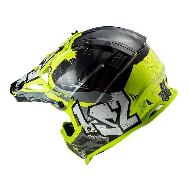 Casco LS2 MX437 Fast Evo Crusher Nero Giallo H-V