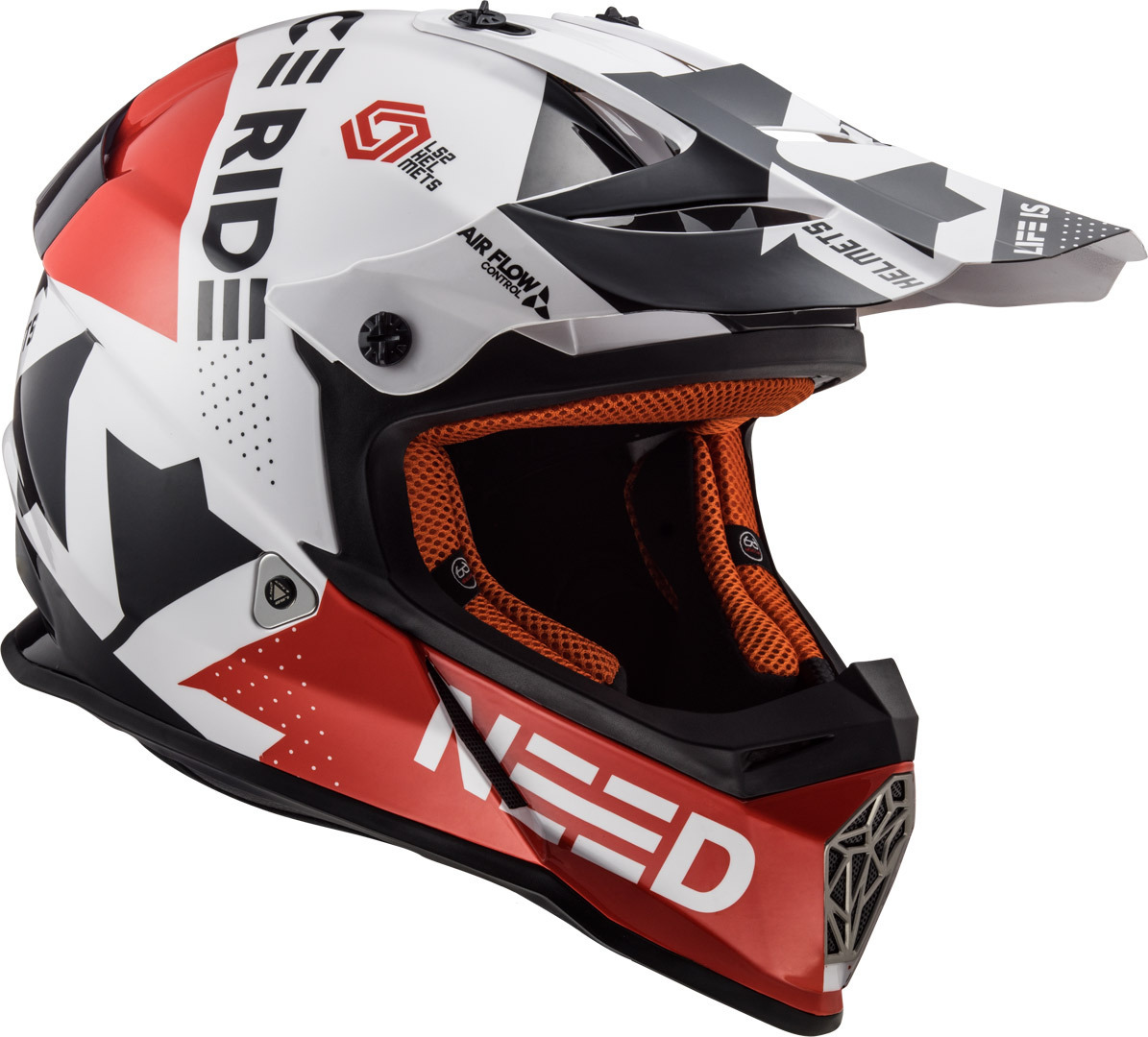 Casco MotoCross LS2 MX437 FAST BLOCK White/Red