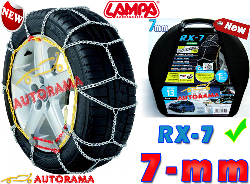 Catene Neve LAMPA X-7 7mm Ingombro Auto Non Catenabili