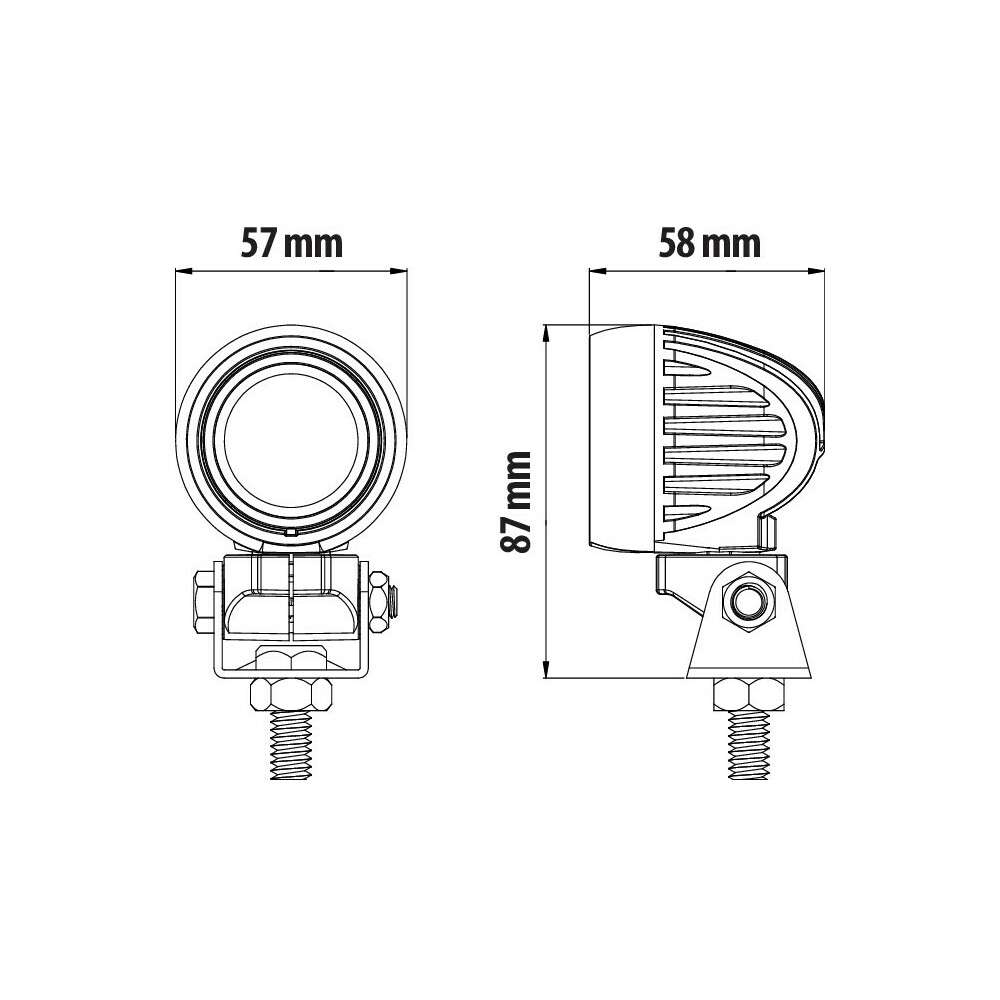 Cyclops-Round, faro ausiliario a 1 Led – 12/24V – Luce focalizzata