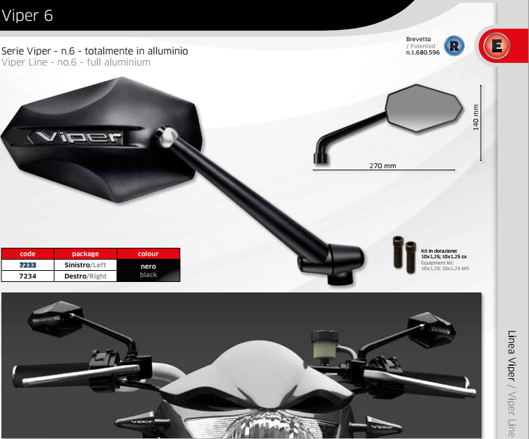 Far Specchietti Viper 6 Moto Naked – Universali 7233+7234
