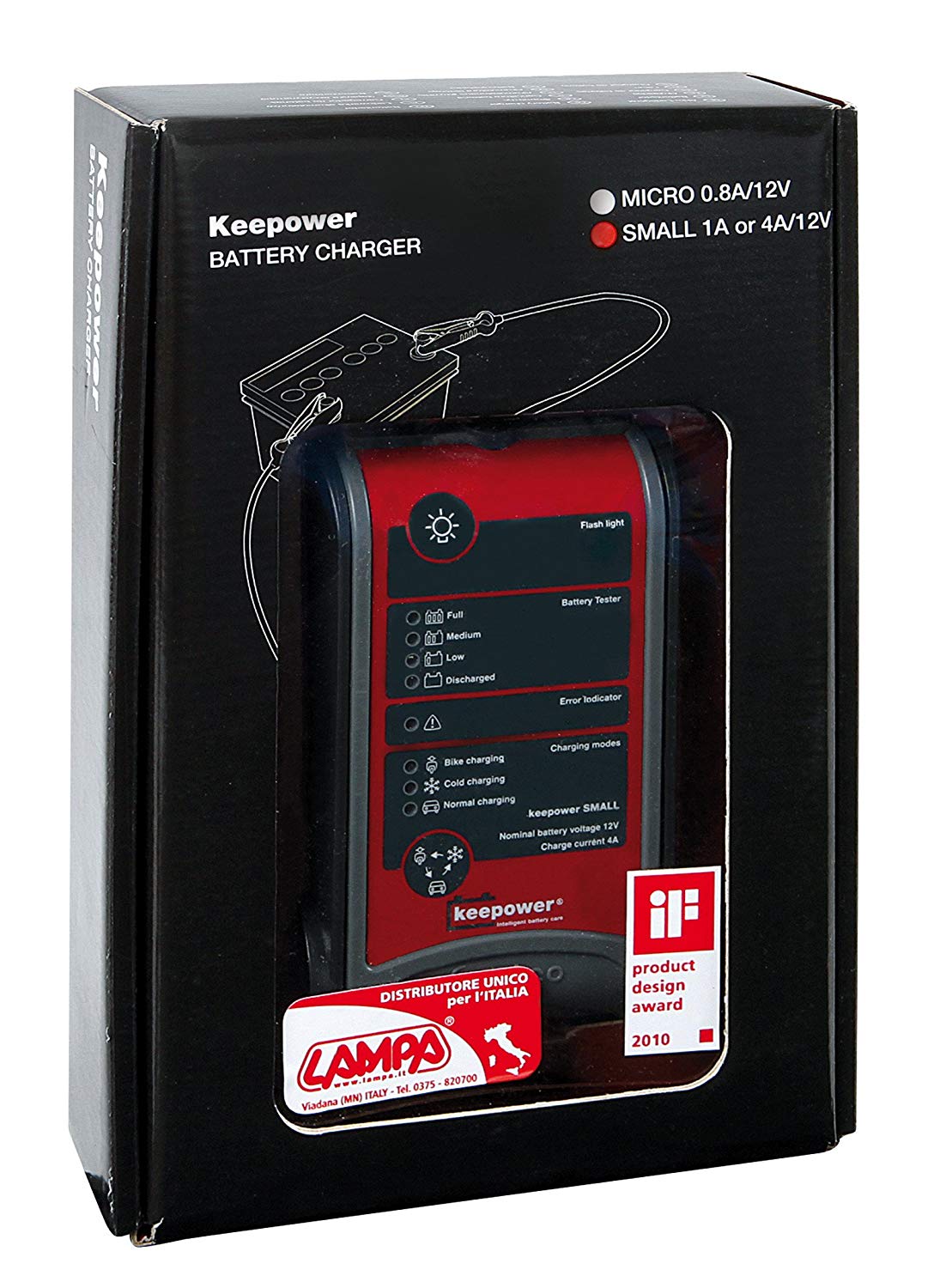 Keepower SMALL Caricabatteria 12V 1A/4A 12V Moto