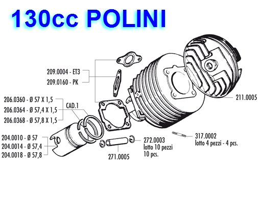 Kit Gruppo Termico POLINI 130 VESPA ET3