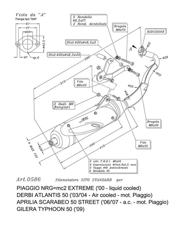 Marmitta SITO PLUS Piaggio NRG mc2 ExTreme Scarabeo 50 Street