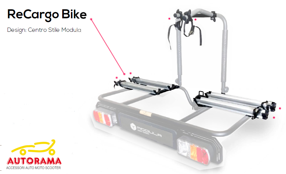 MODULA RECARGO PortaBici Per Gancio Traino – Kit 2 Biciclette
