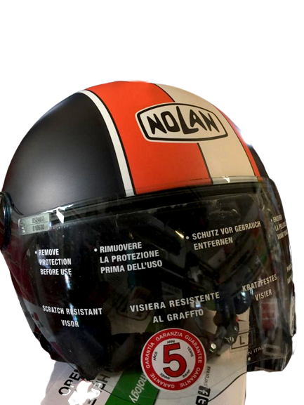 Nolan Jet N20 Visor Flashback nero opaco – bianco/arancio