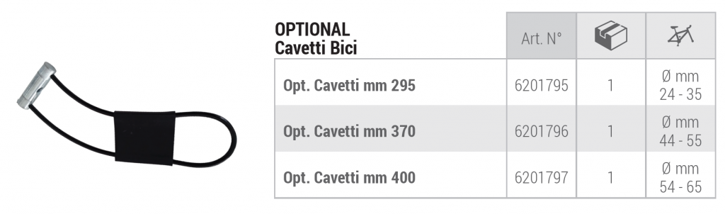 Optional Kit Cavetti ferma bici Bracci superiori Fabbri x 3
