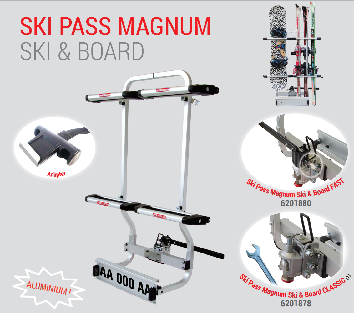 Porta Sci e SnowBoard SKI PASS MAGNUM Ski & Board da Gancio traino Classic