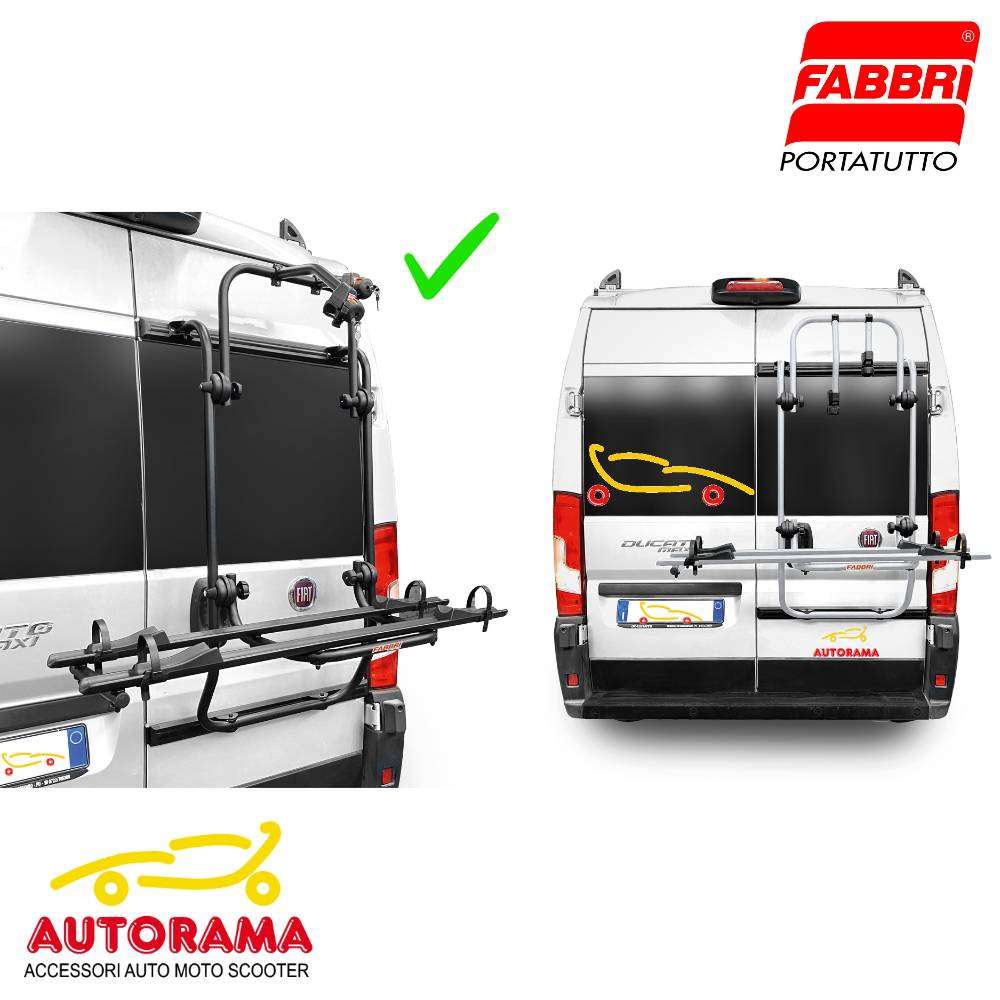 Portabici Posteriore da Portellone Fabbri – Bici Ok Mtb Van Fiat Ducato, Citroen Jumper, Peugeot Boxer nero