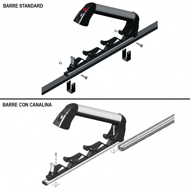 Portasci Aluski&Board 3 Fabbri per Barre portatutto