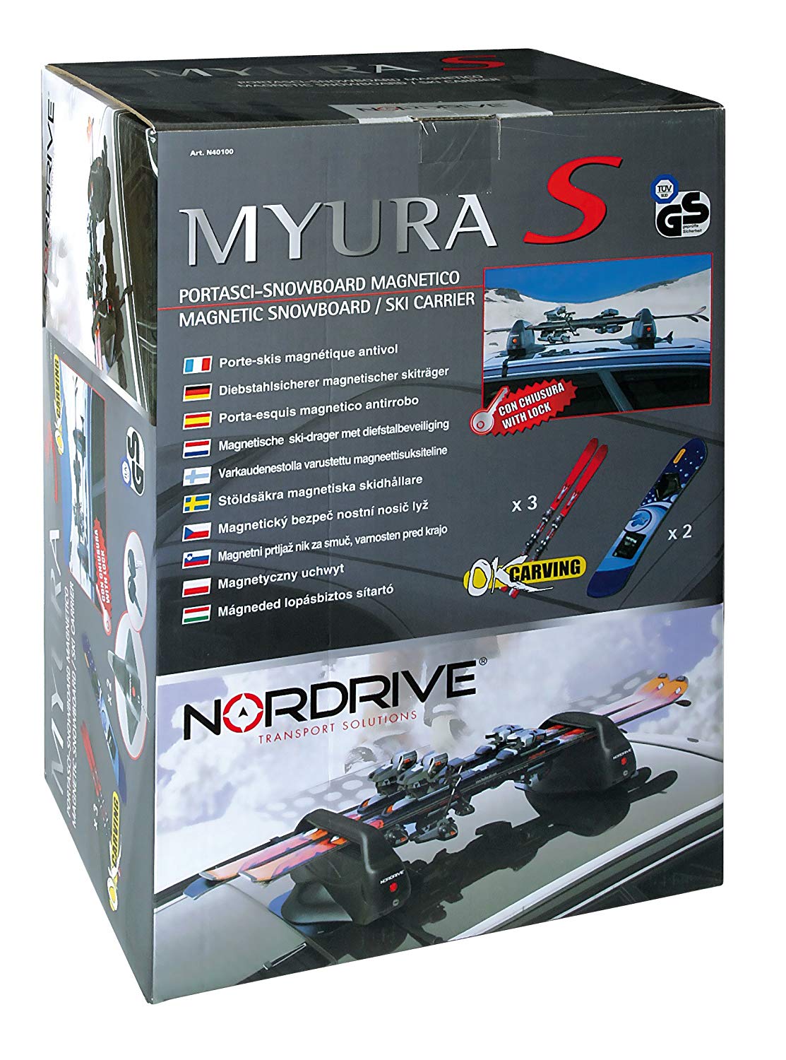 Portasci Magnetico Nordrive Myura S2 – 3 Paia Di Sci / 2 SnowBoard Universale