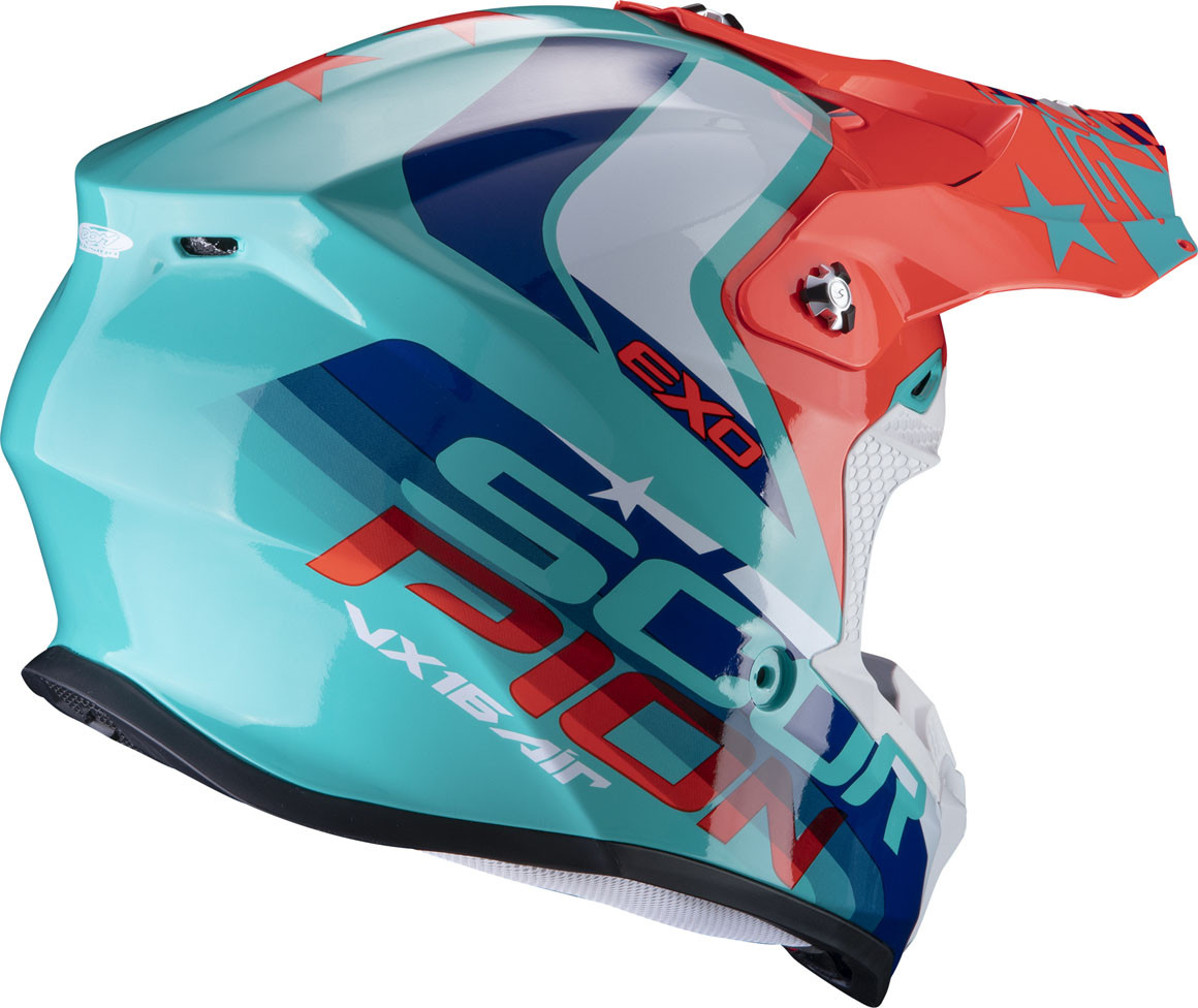 Scorpion VX 16 Air Nation Casco Motocross Verde/blu/rosso