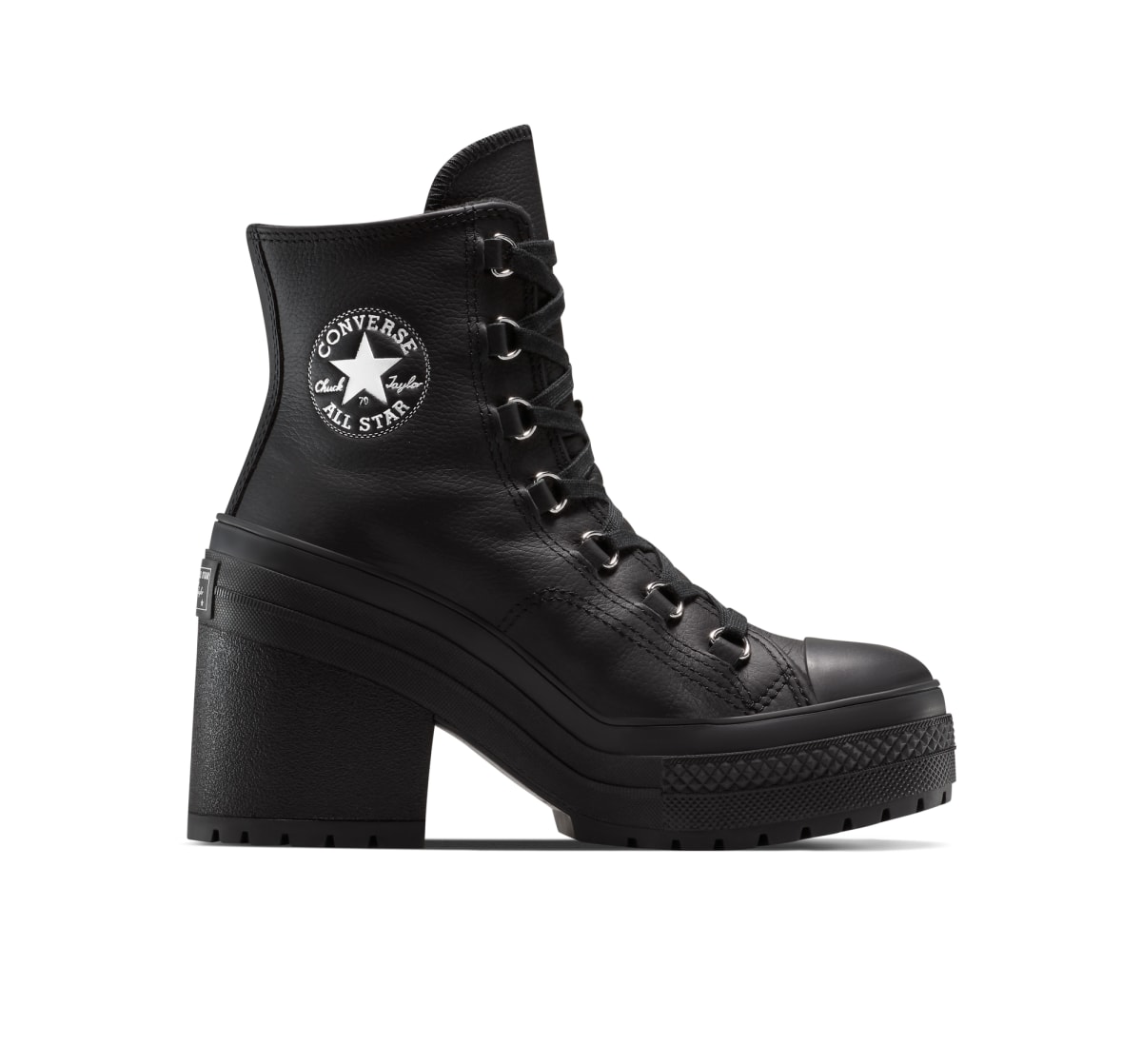 Converse Chuck 70 De Luxe Heel Platform Leather "Black / Silver / Black"