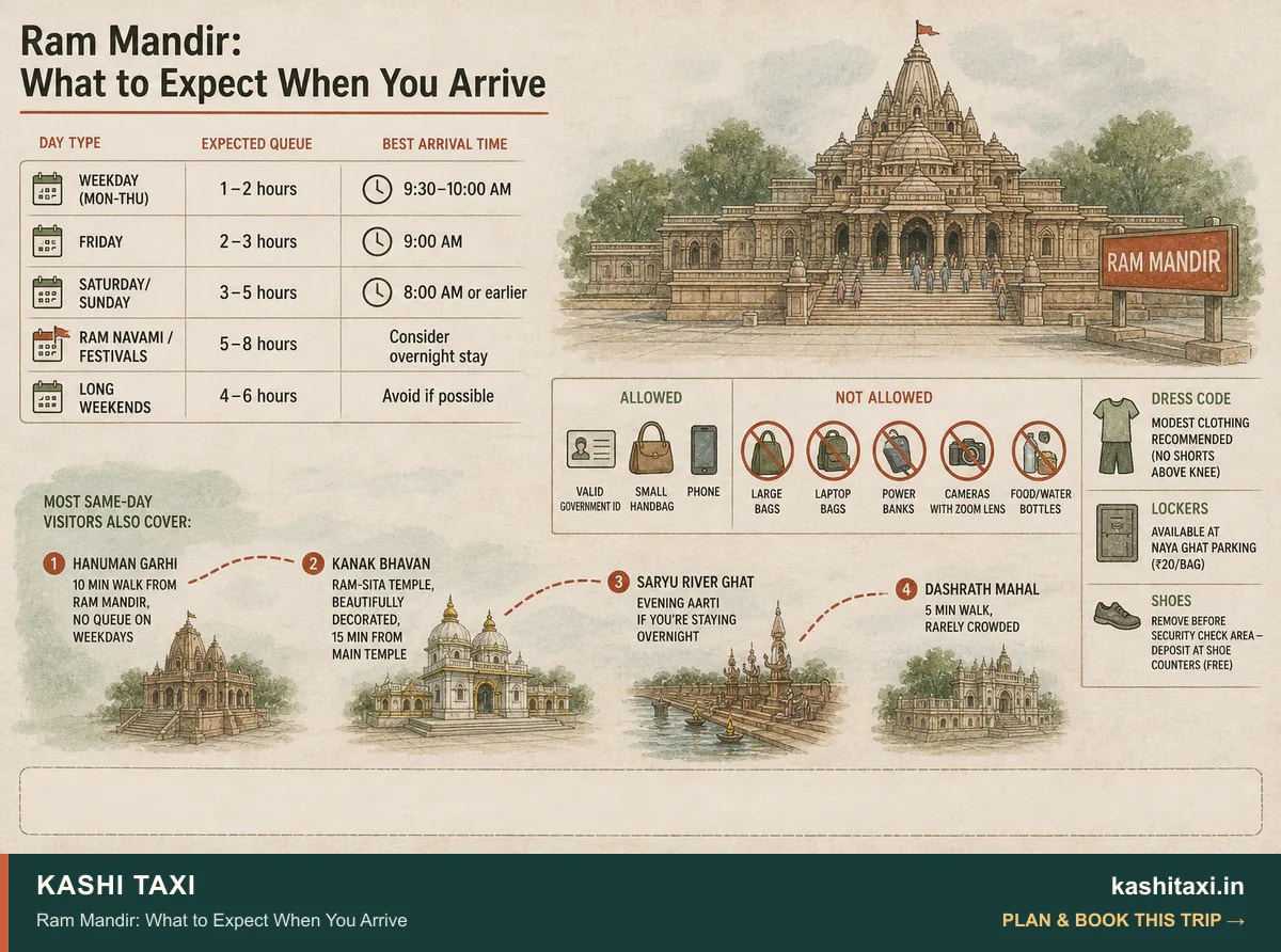 Ram Mandir: What to Expect When You Arrive — visual field guide by Kashi Taxi