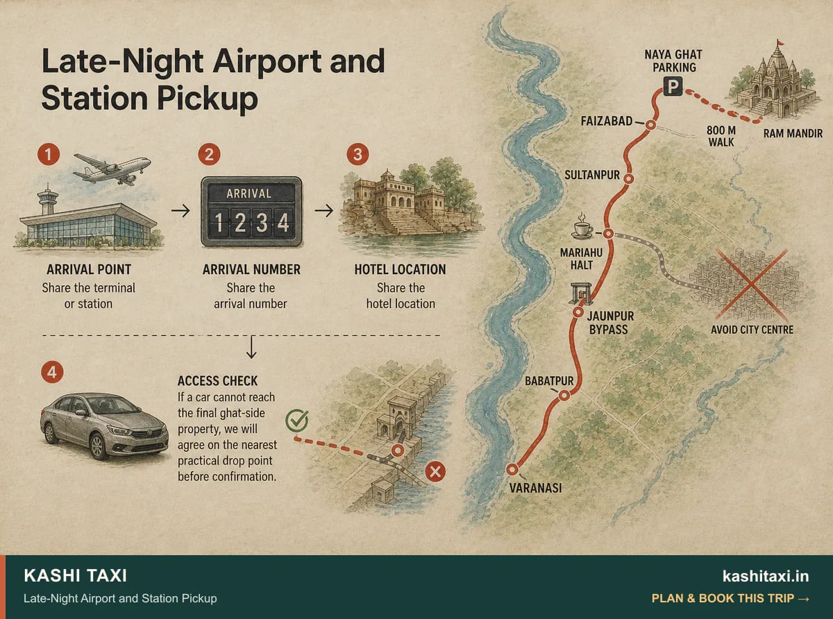 Late-Night Airport and Station Pickup — visual field guide by Kashi Taxi