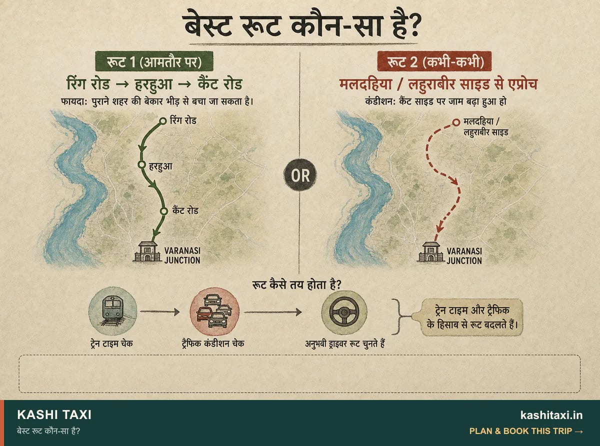 बेस्ट रूट कौन-सा है? — visual field guide by Kashi Taxi