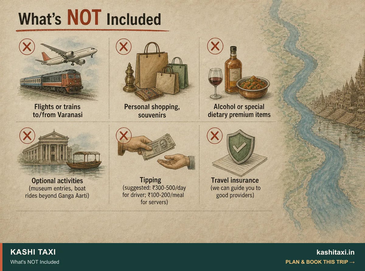 What's NOT Included — visual field guide by Kashi Taxi