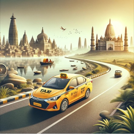 Private cab ready for the Varanasi to Ayodhya pilgrimage road run