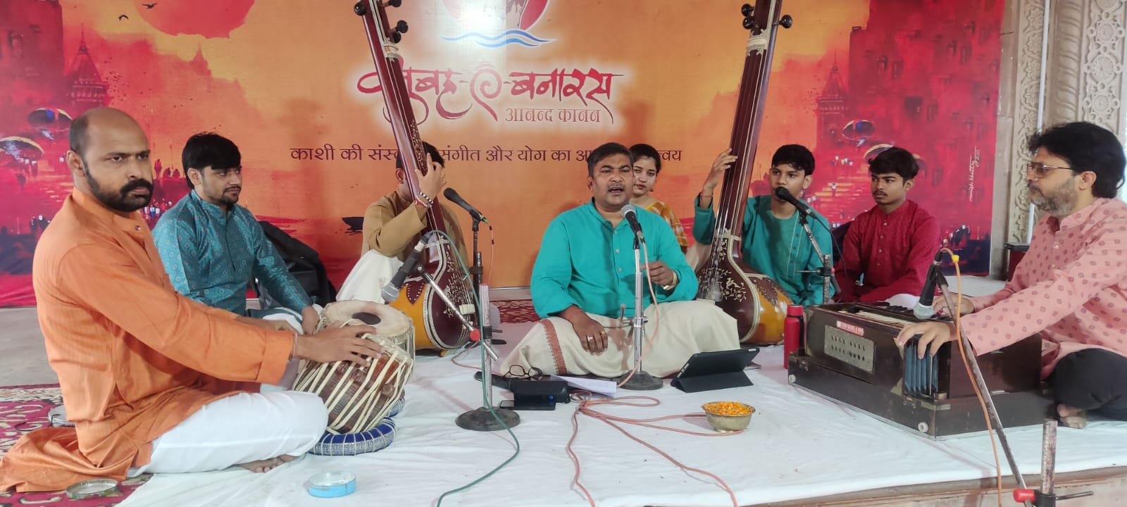 Varanasi evening ritual ghat view
