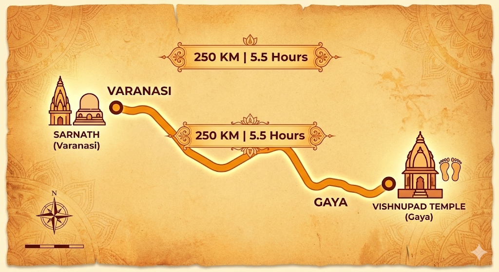 Varanasi to Gaya Route Map